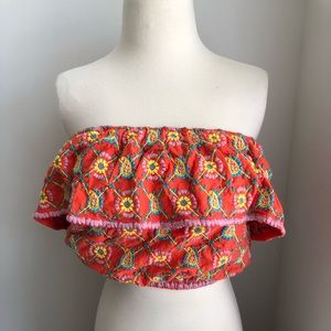 TopShop off the shoulder floral crop top